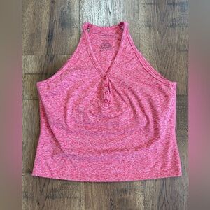 SINCERELY JULES Pink V-Neck Button Tank Top Stretch Activewear Size L